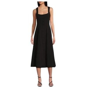 NWT RUMORED Mayfair Midi‎ Dress Black Button Front Square Neck Sleeveless Size 2